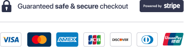 Guaranteed safe & secure checkout powered by Stripe